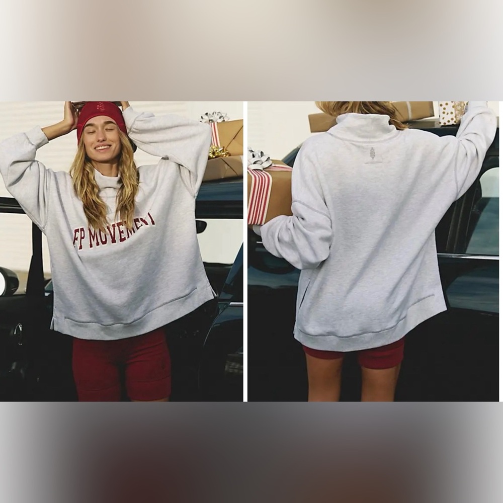 NWOT Free People FP Movement Victory Set - Heather Grey Crimson Combo - Large
